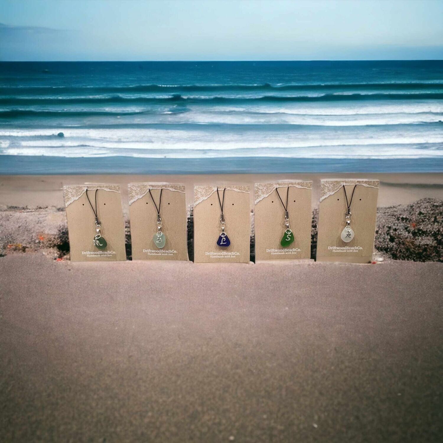 Personalised Sea glass  Mobile Phone Charm