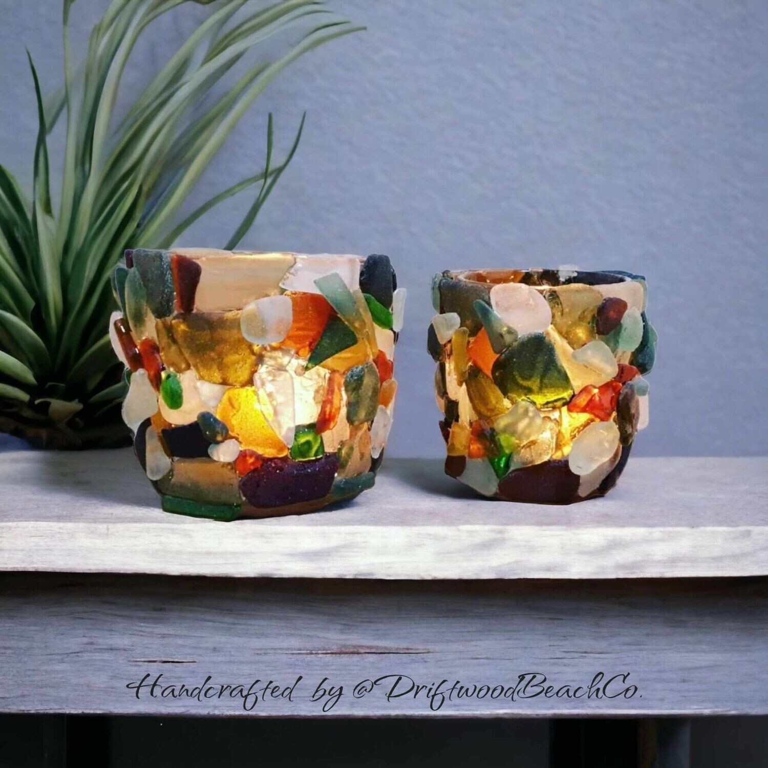Sea glass Candle Holder