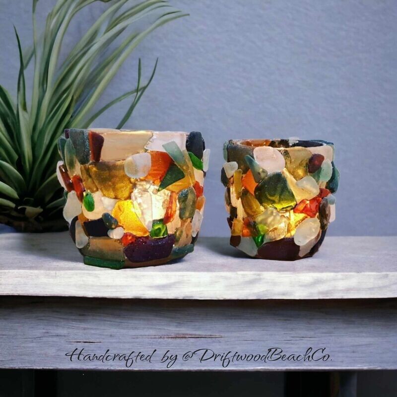 Sea glass Candle Holder