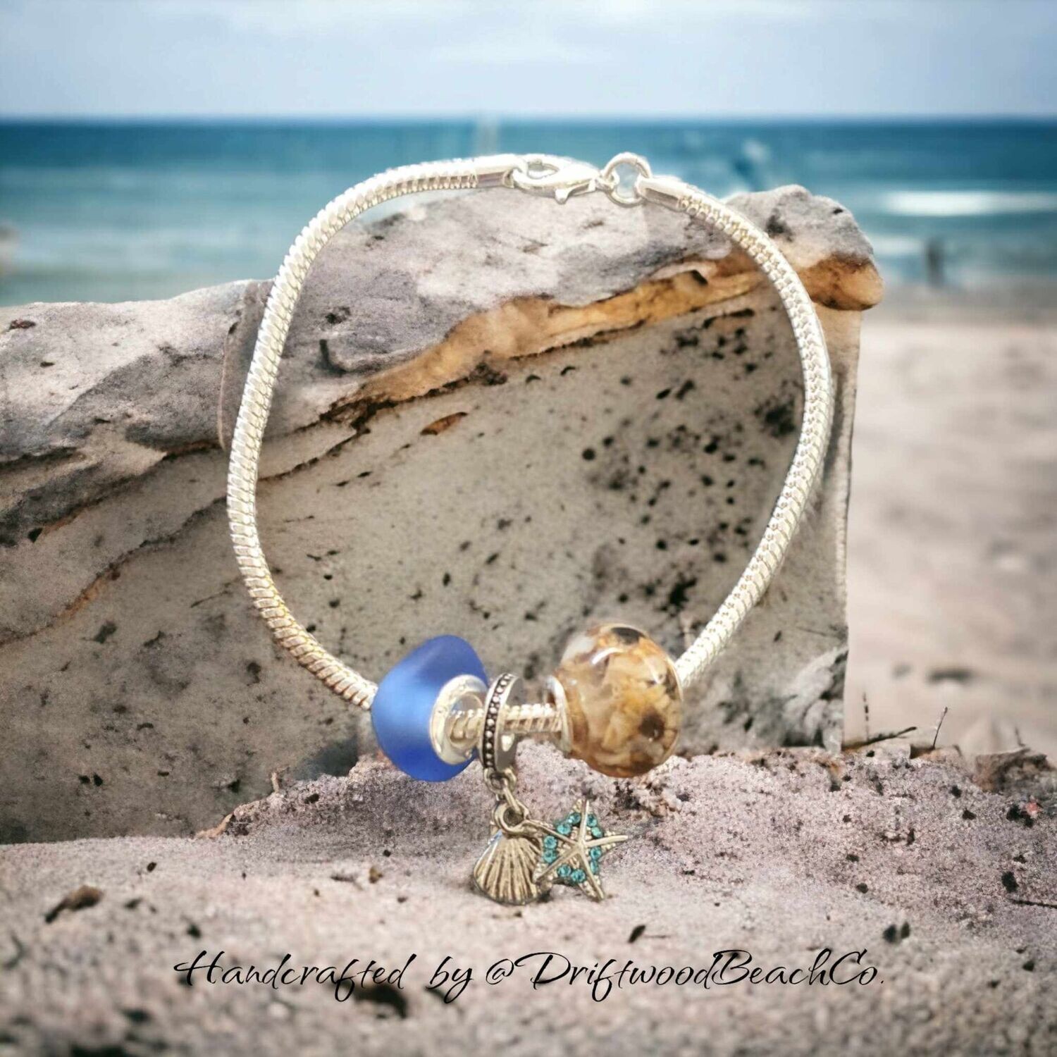 Seaglass & Sea shells Charm bracelet