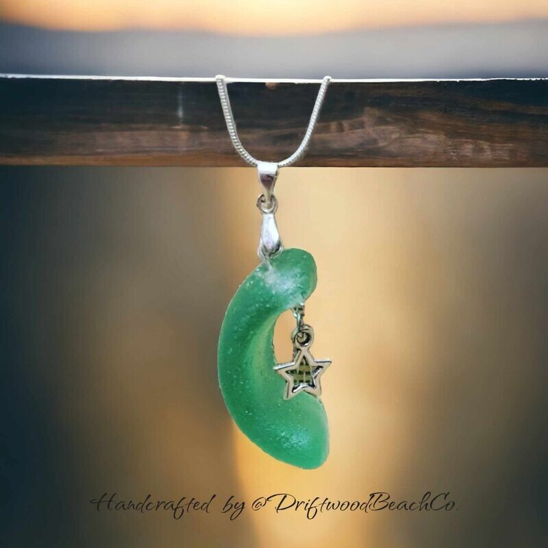 Moon & Star Seaglass Necklace