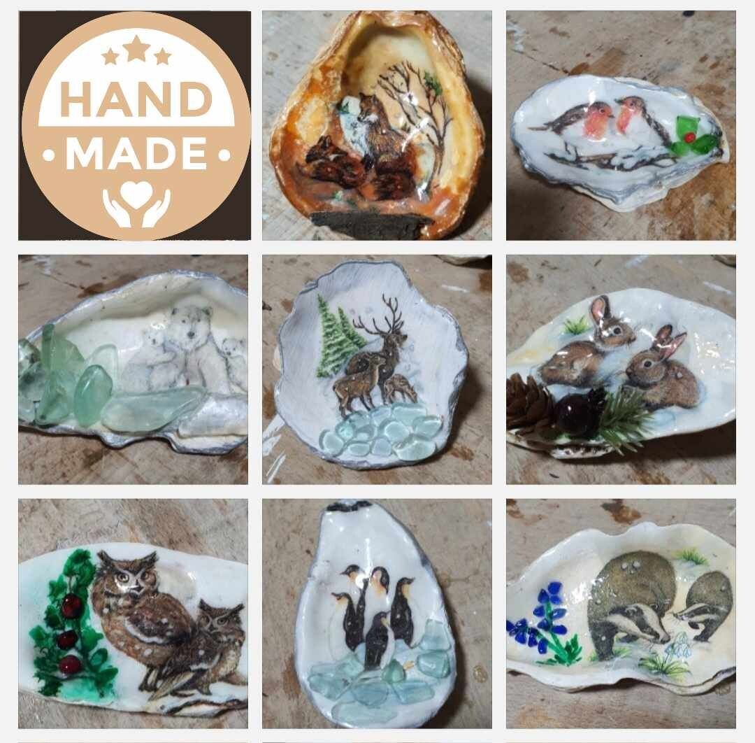 Decoupage Oyster Shell Art
