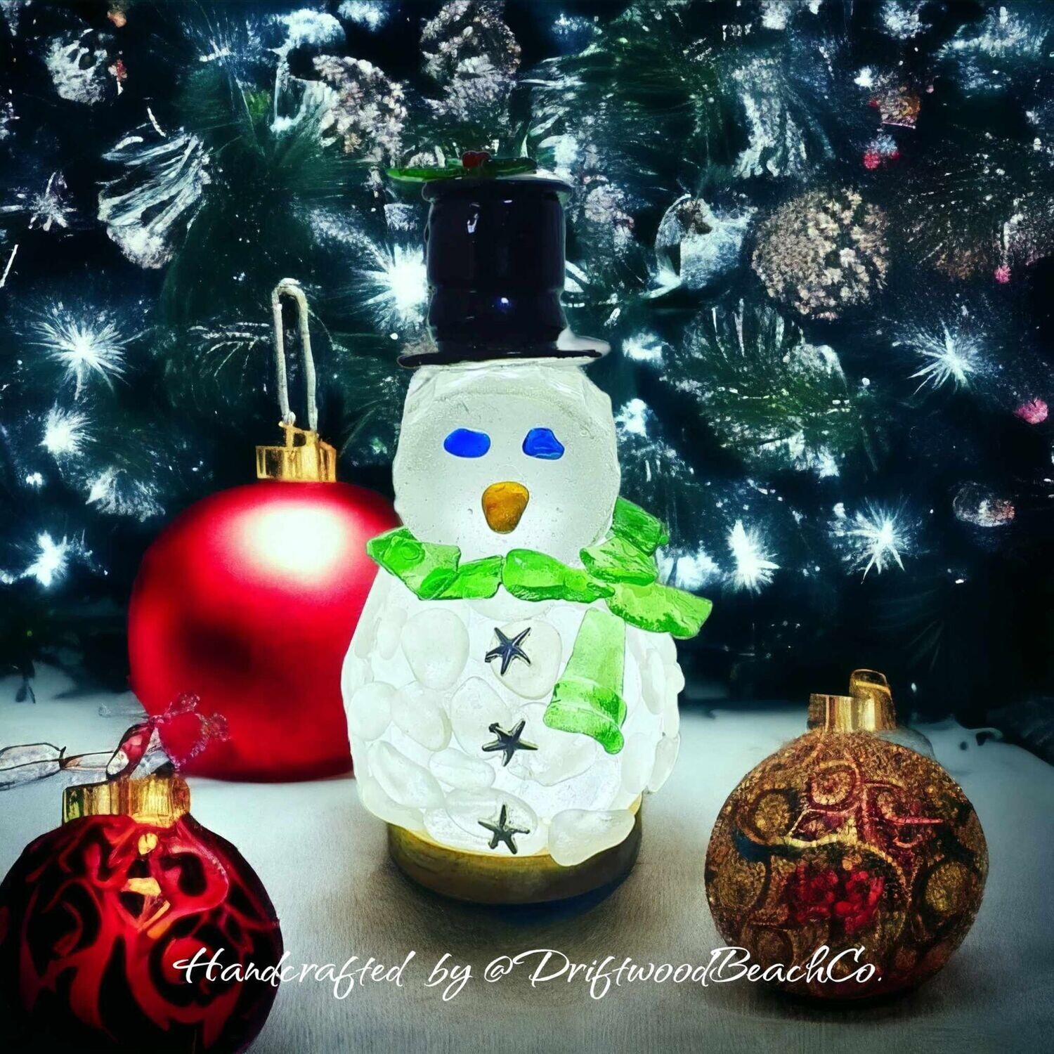 Lightup Sea glass Snowman