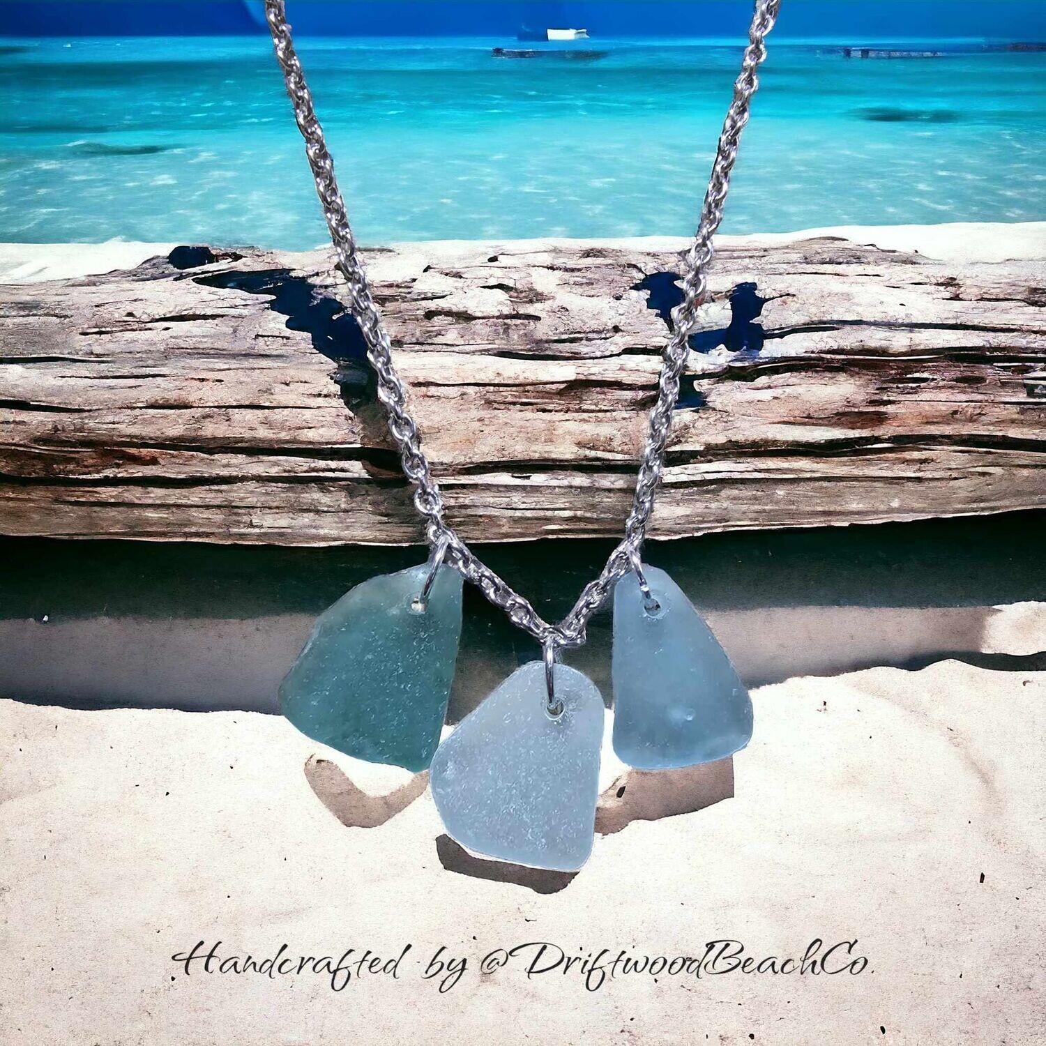 Triple Seaglass Necklace, Style: A