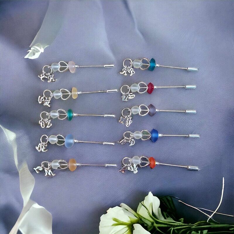Customisable Seaglass Lapel Pin for the Groom or Groomsmen