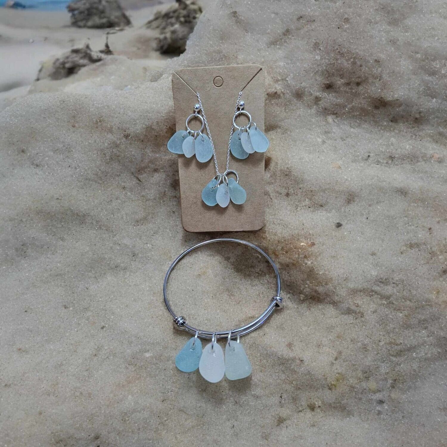Triple Colour Seaglass Jewellery Set