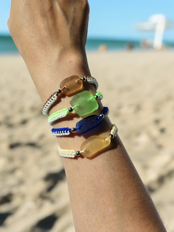 Genuine adjustable sea glass friendship bracelet/anklet, rare colour sea glass beaded bracelet/anklet.