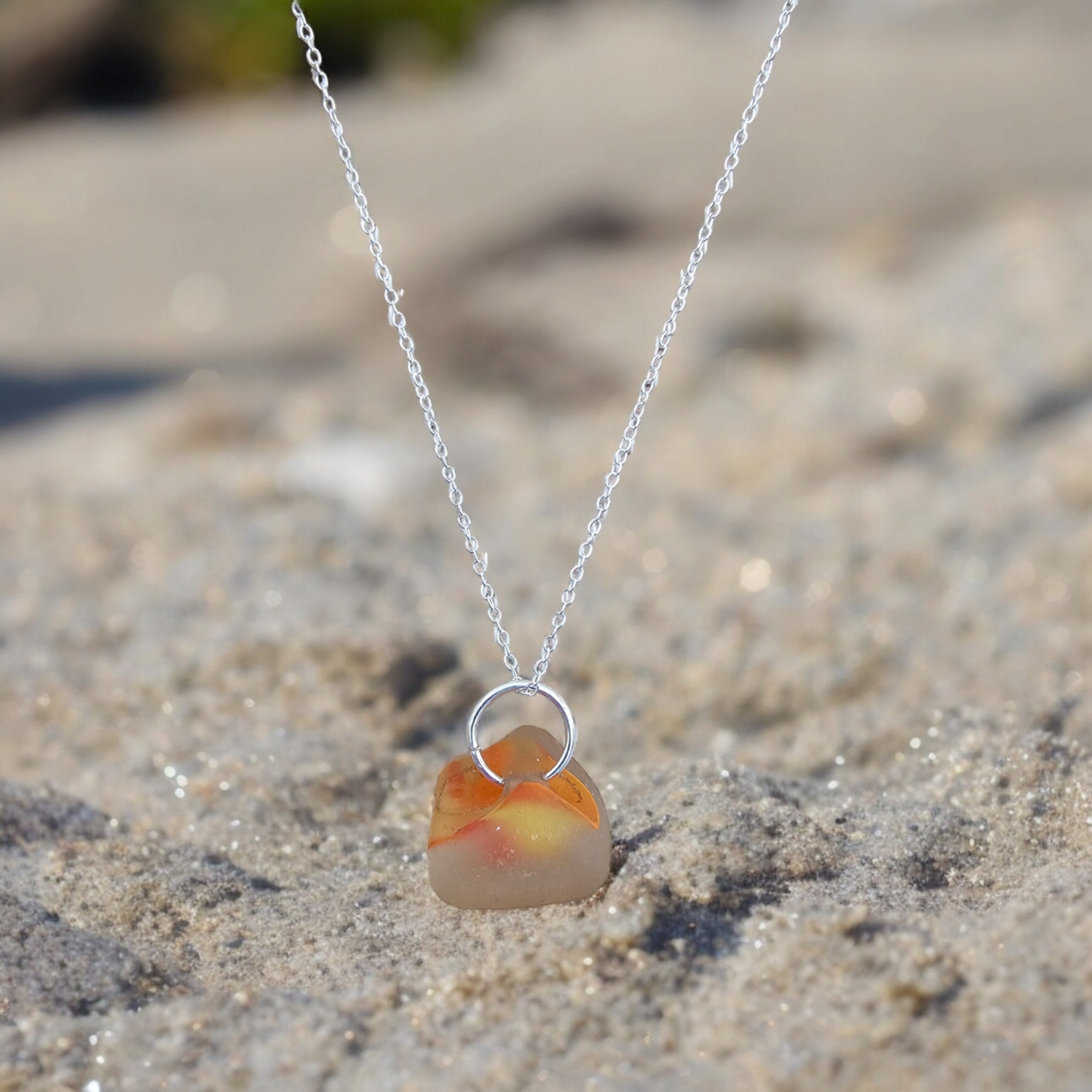 Very Rare Orange and Yellow Seaglass Multi Necklace