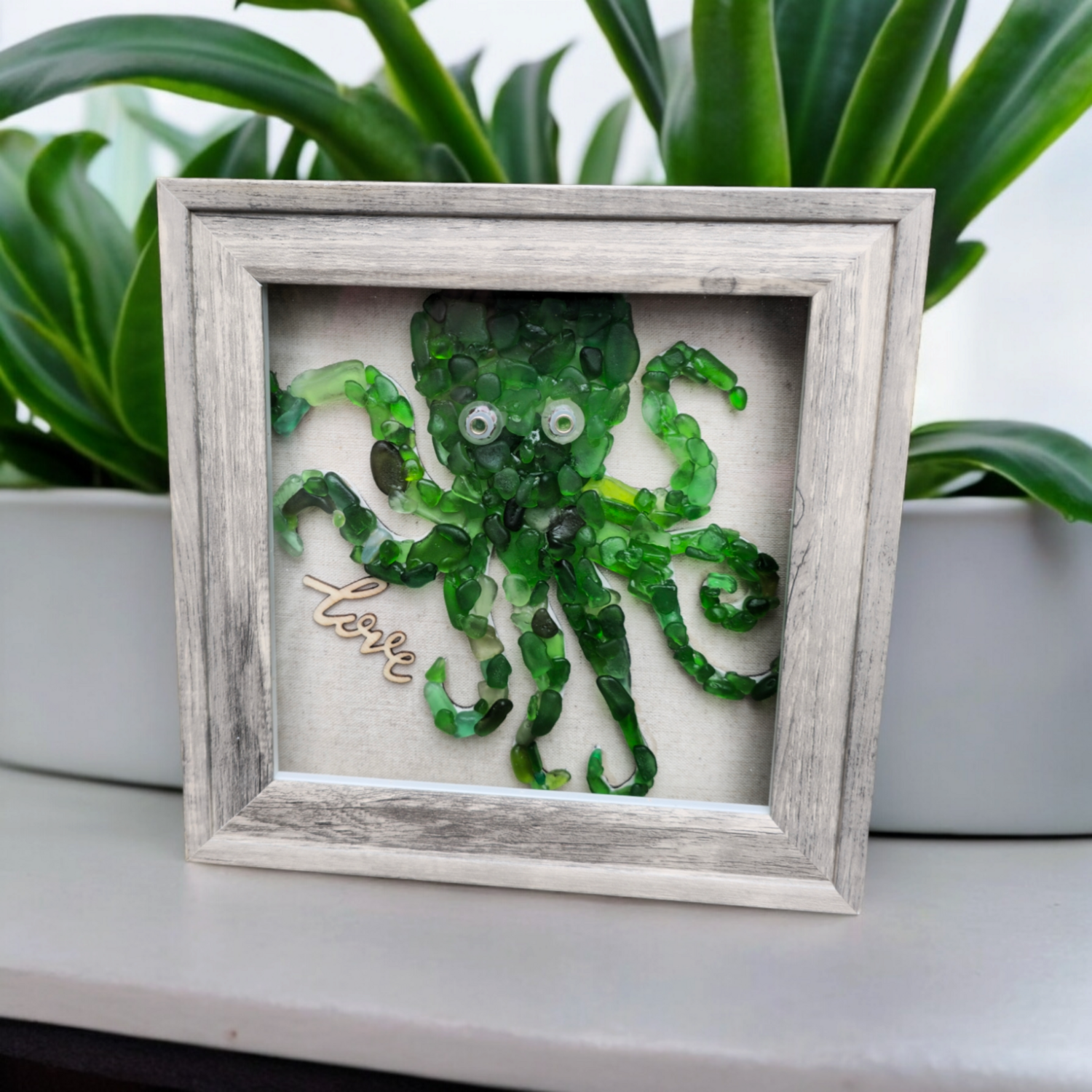 Green Seaglass Octopus Wall Art