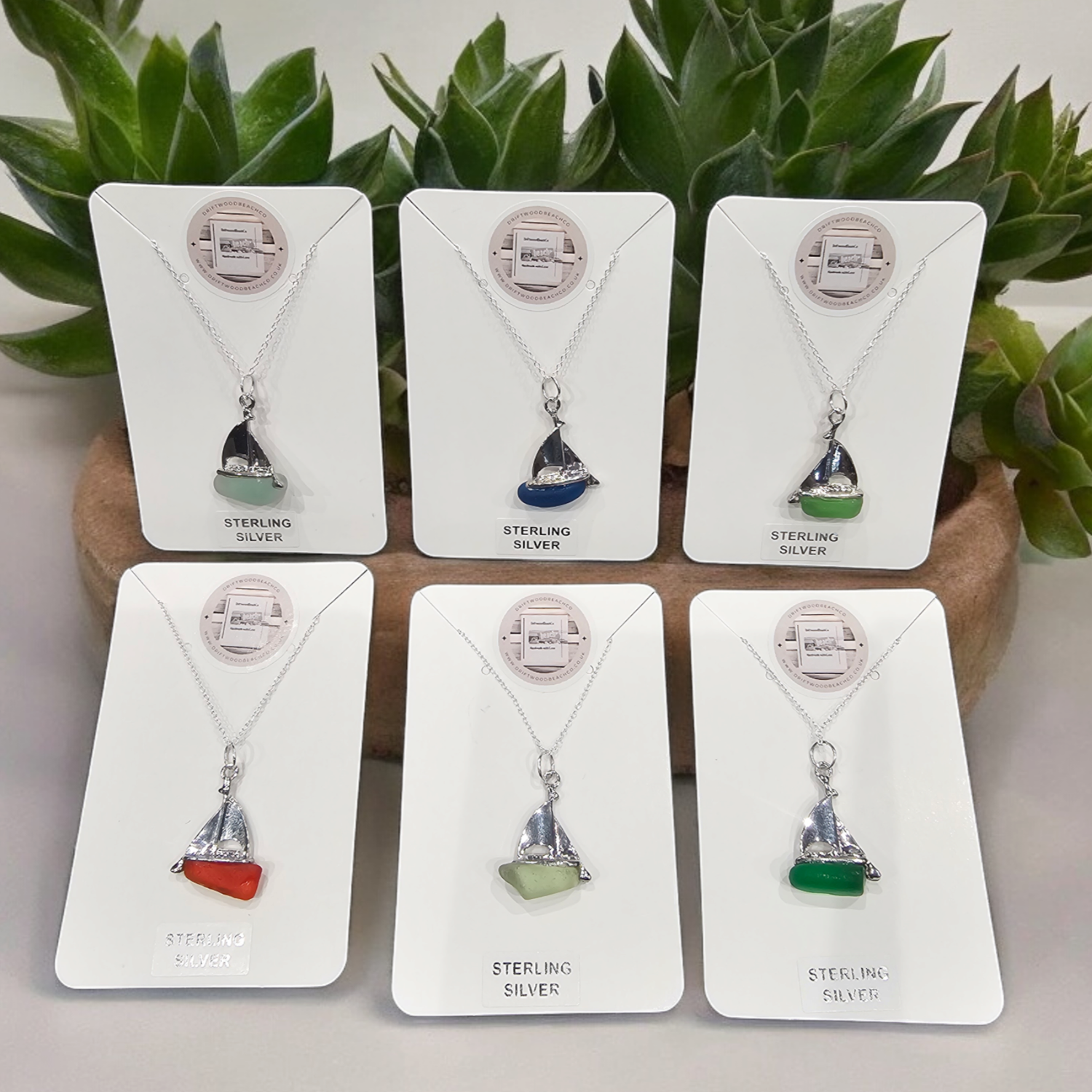 Seaglass Sailing Boat Necklace