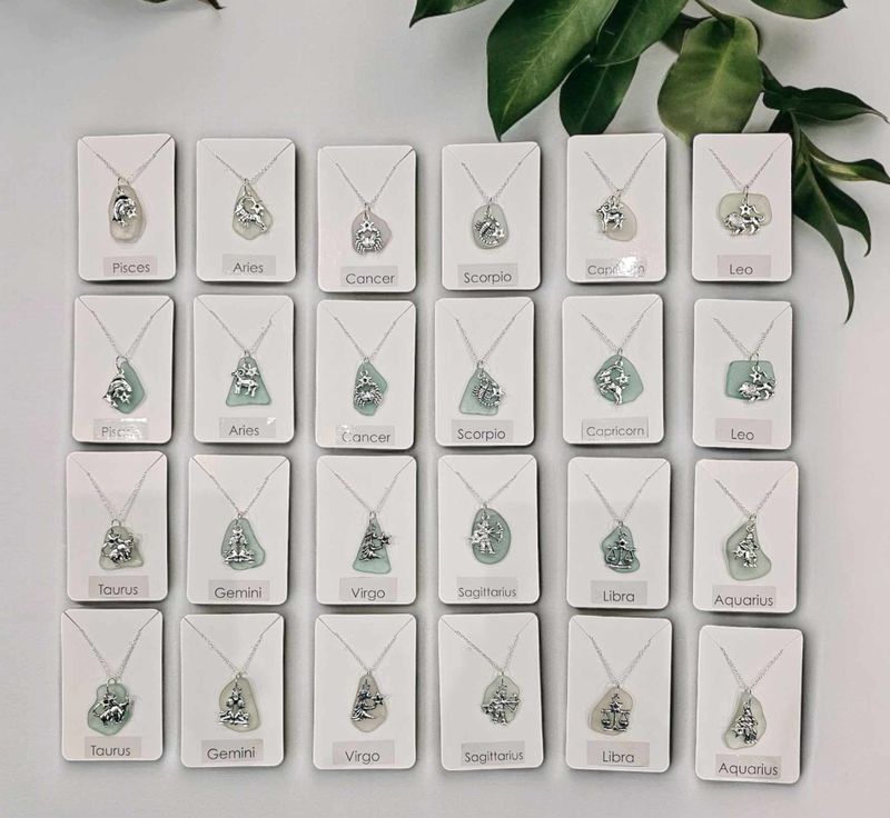 Seaglass Zodiac Charm Necklace