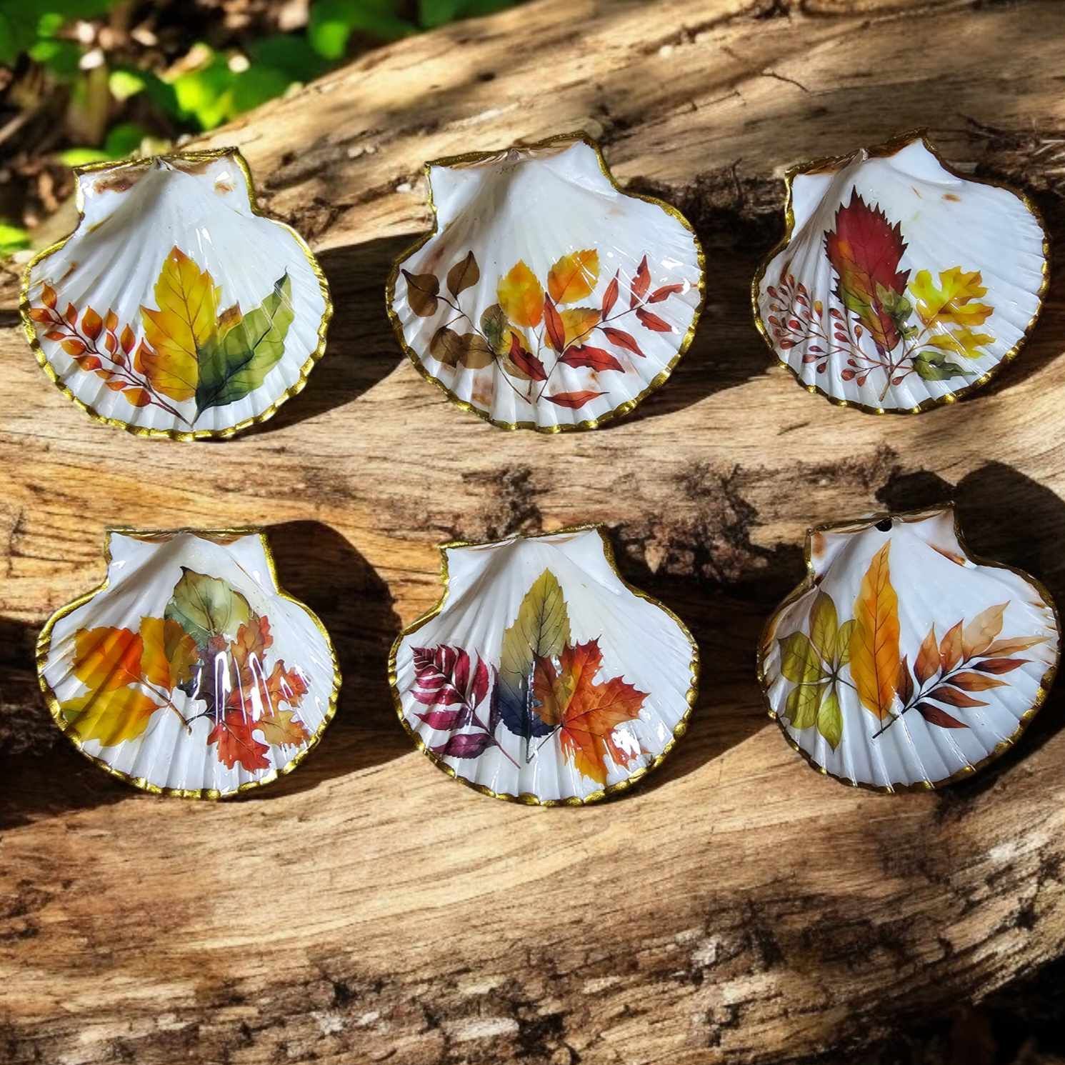 Autumn Leaves Scallop Shell Dish