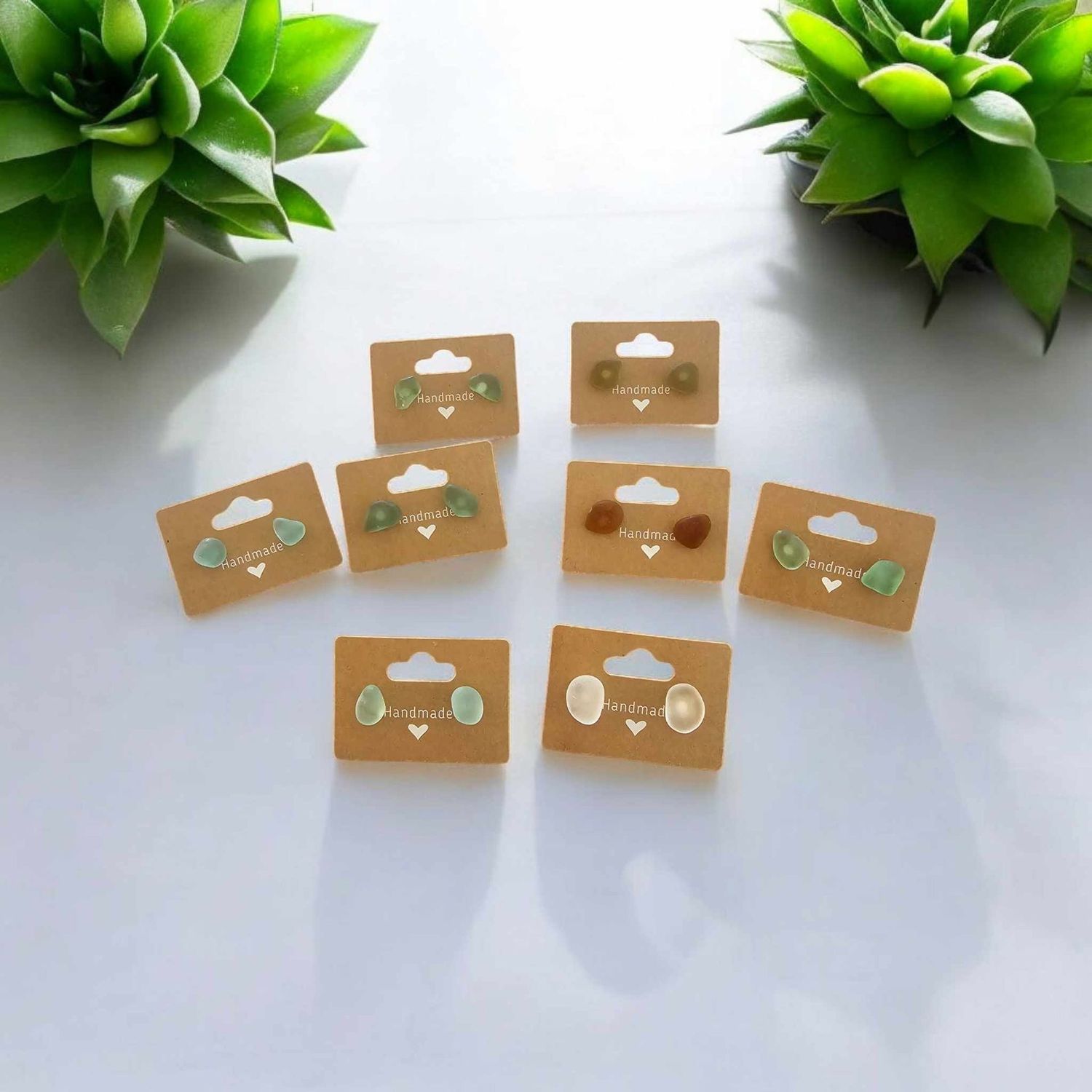 925 Sterling Silver Seaglass Stud Earrings with Butterfly Backs