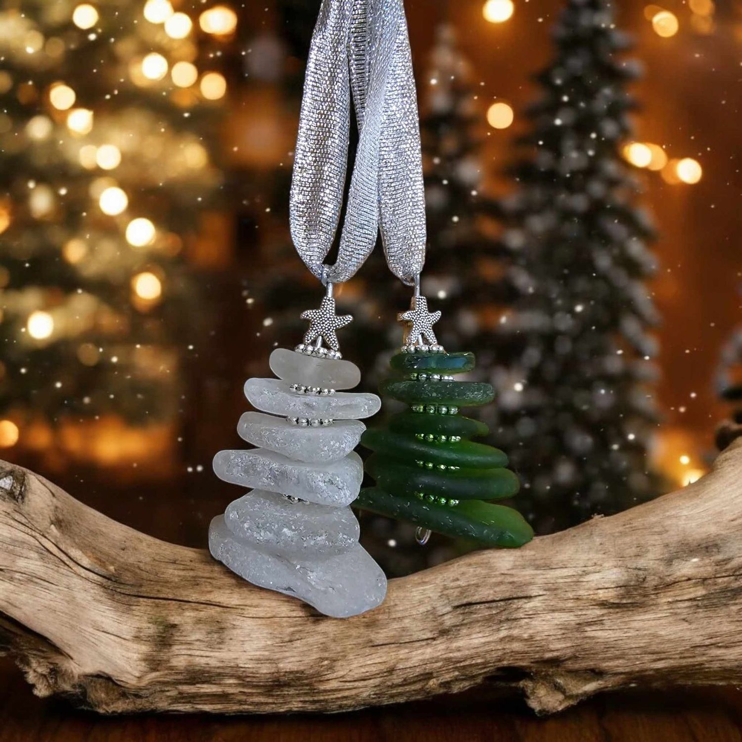 ​Handcrafted Sustainable Seaglass Christmas Tree Decorations