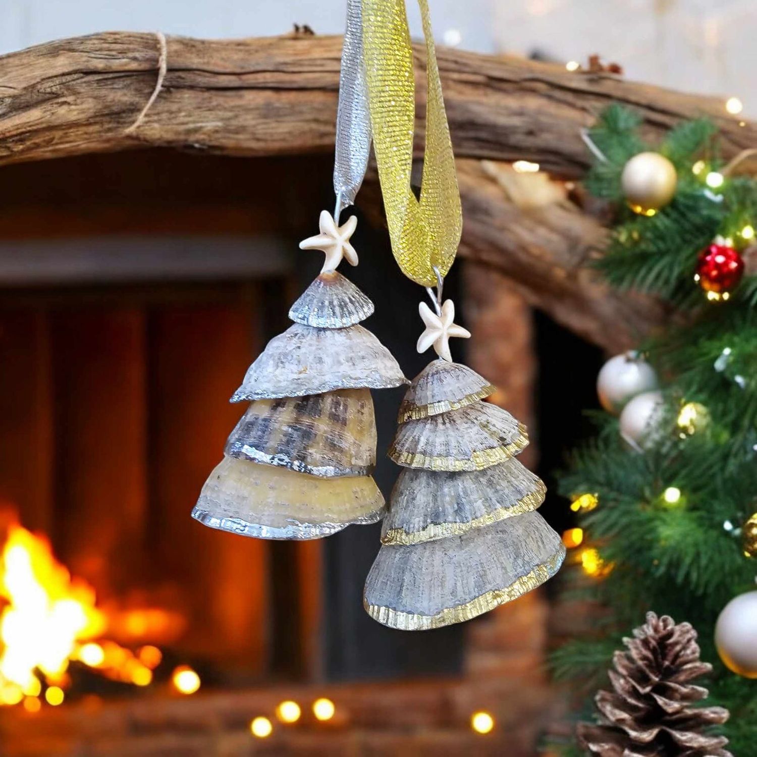 ​Handcrafted Sustainable  Limpet Shell Christmas Tree Decorations