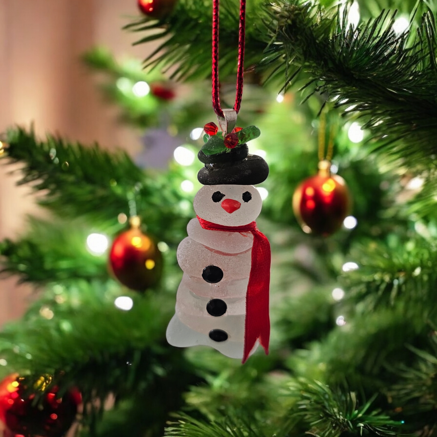 Sea glass Snowman Christmas Tree Decoration