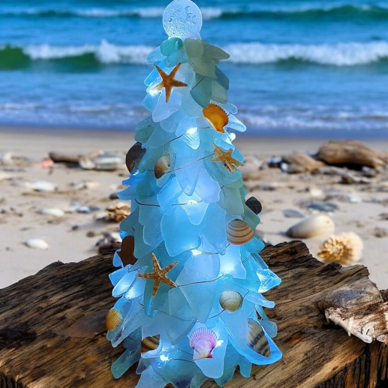 Sea glass Tree with Shells