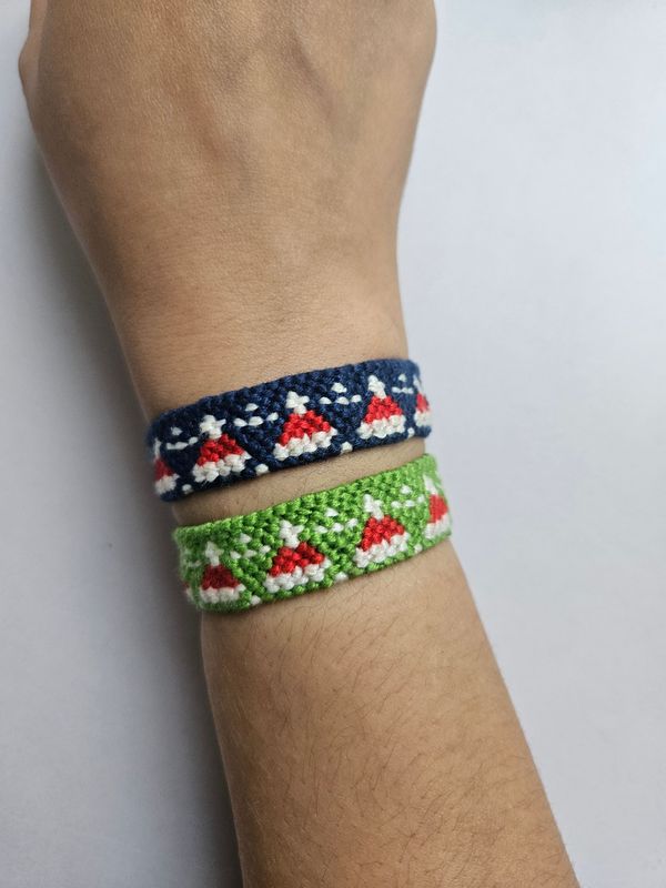 Handmade festive Santa hat friendship bracelet