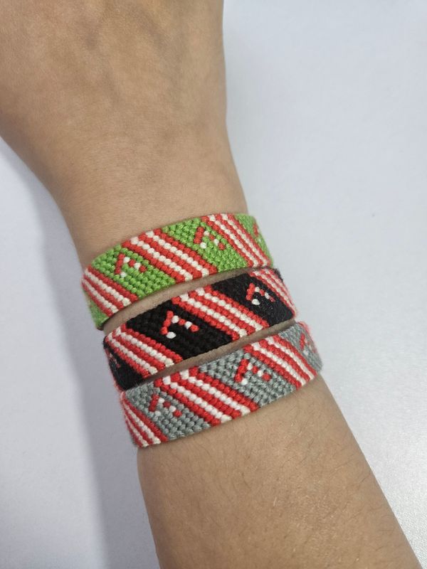 Handmade festive candy cane friendship bracelet