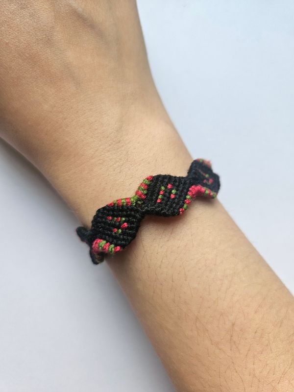 Handmade festive candy cane  shaped friendship bracelet