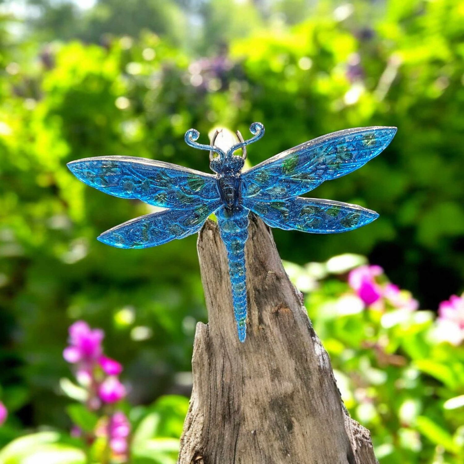 Wall Hung Blue Resin Dragon Fly with Kent Coast Seaglass