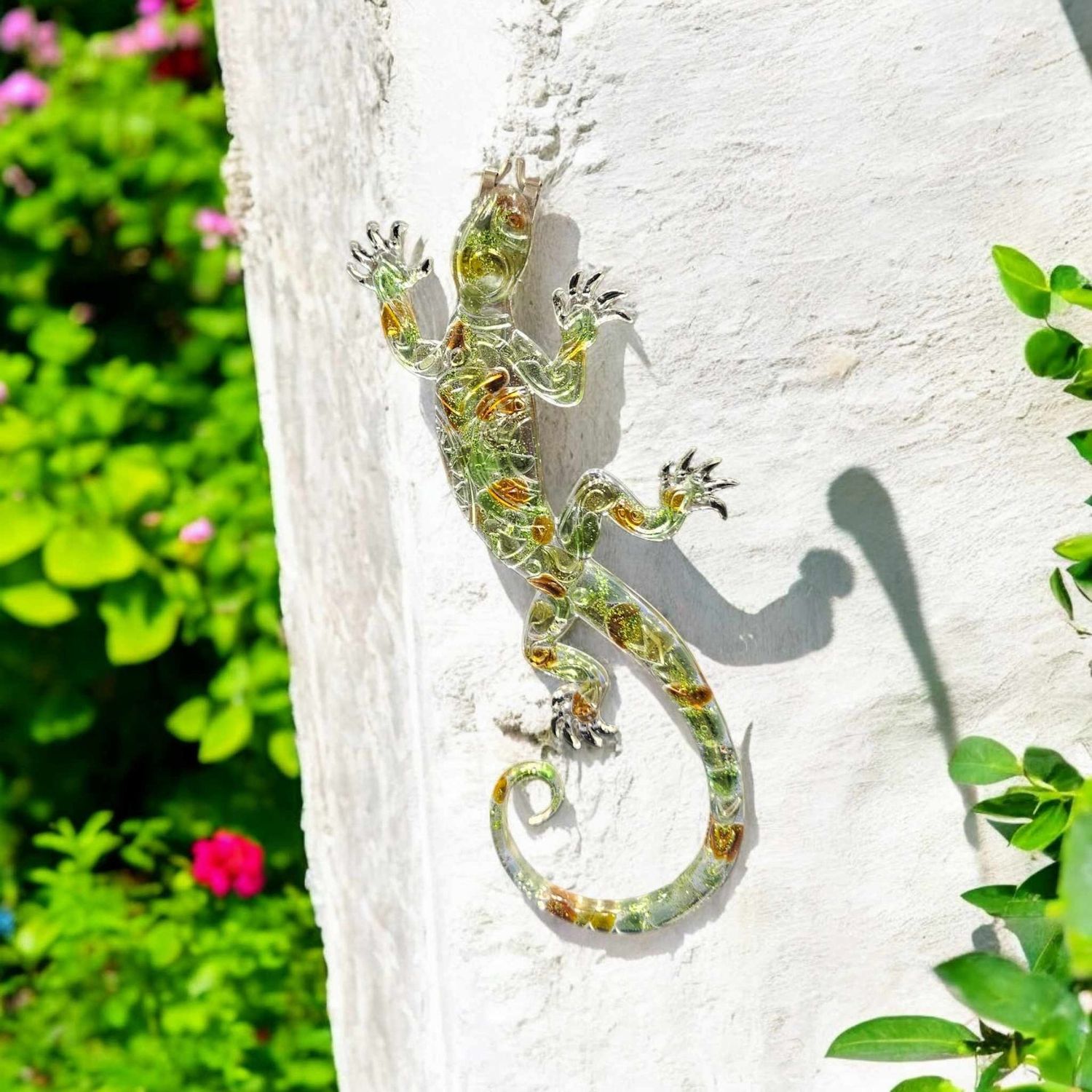 Resin and Seaglass Gecko Lizard