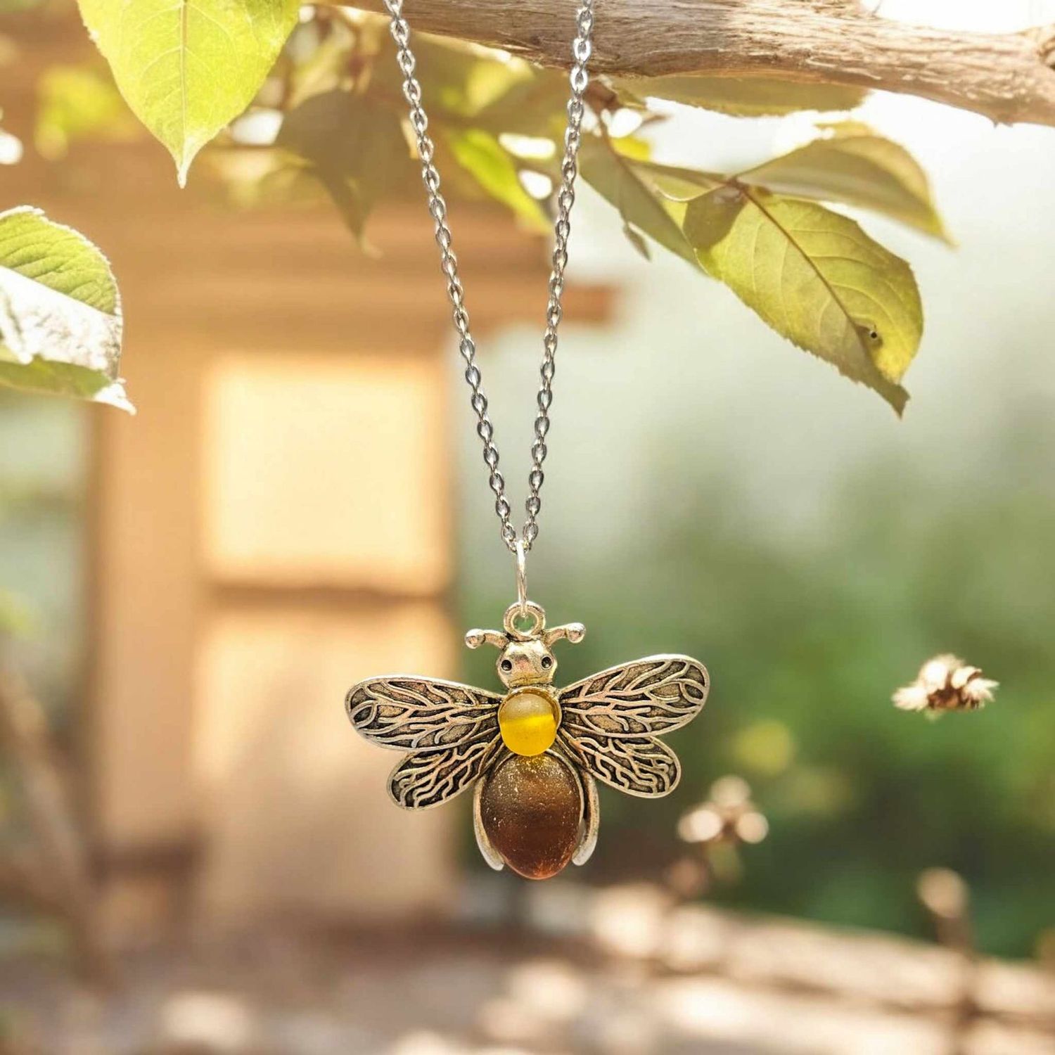 Seaglass Bee Necklace
