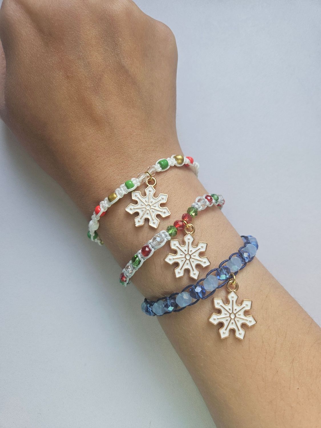 Festive handmade snowflake Christmas eve wish bracelet