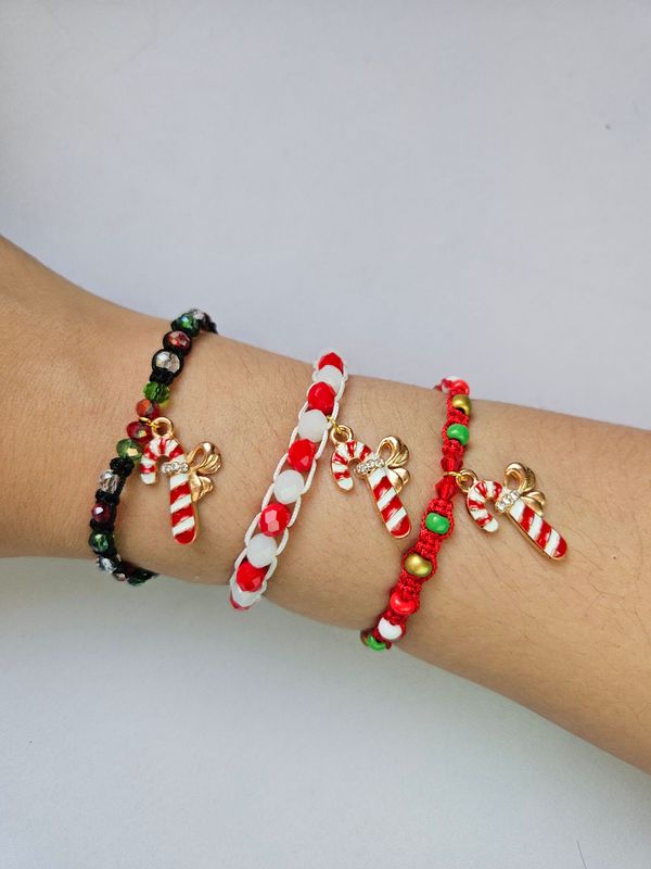 Festive handmade candy cane Christmas eve wish bracelet