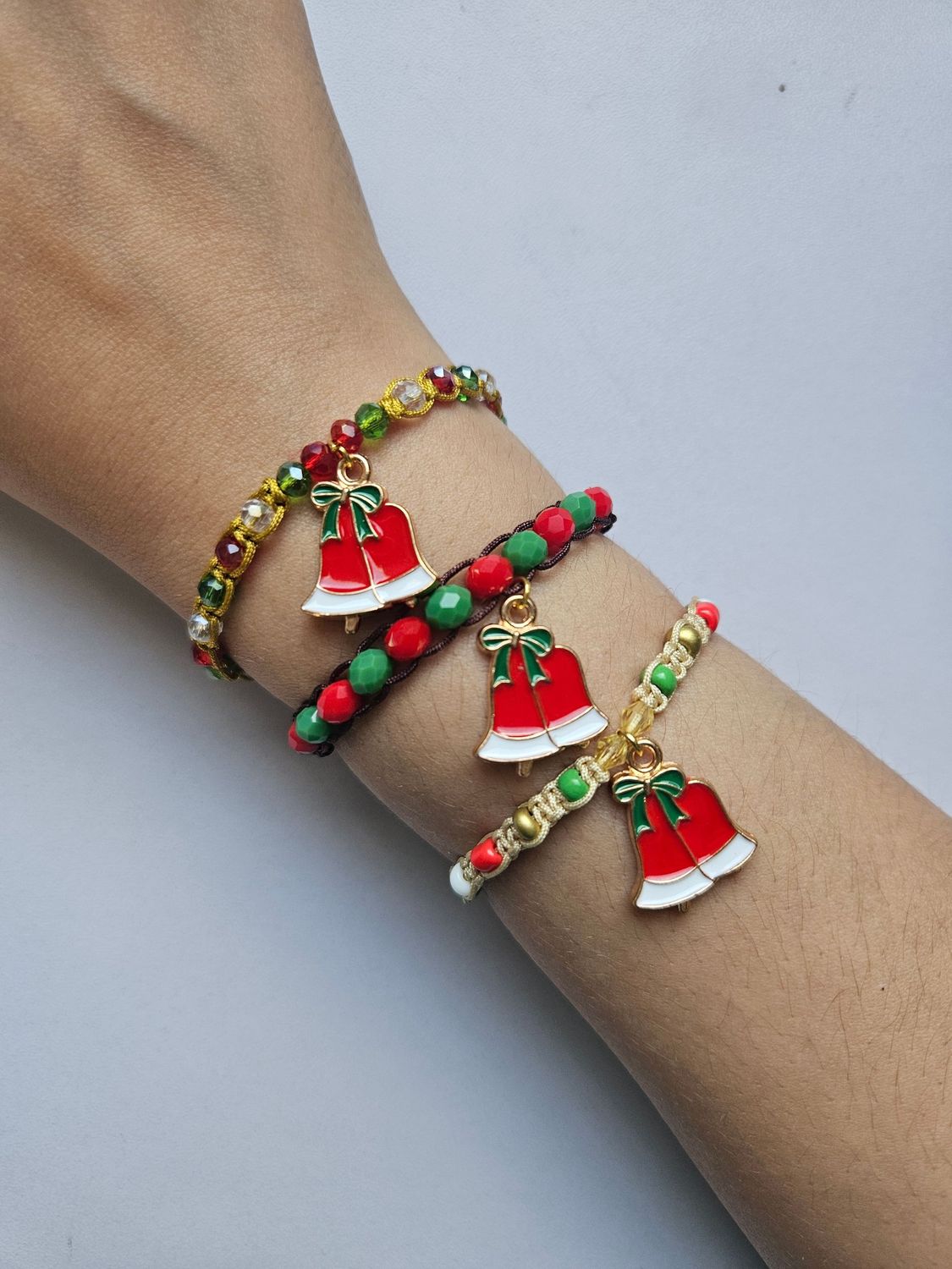 Handmade festive bell Christmas eve wish bracelet