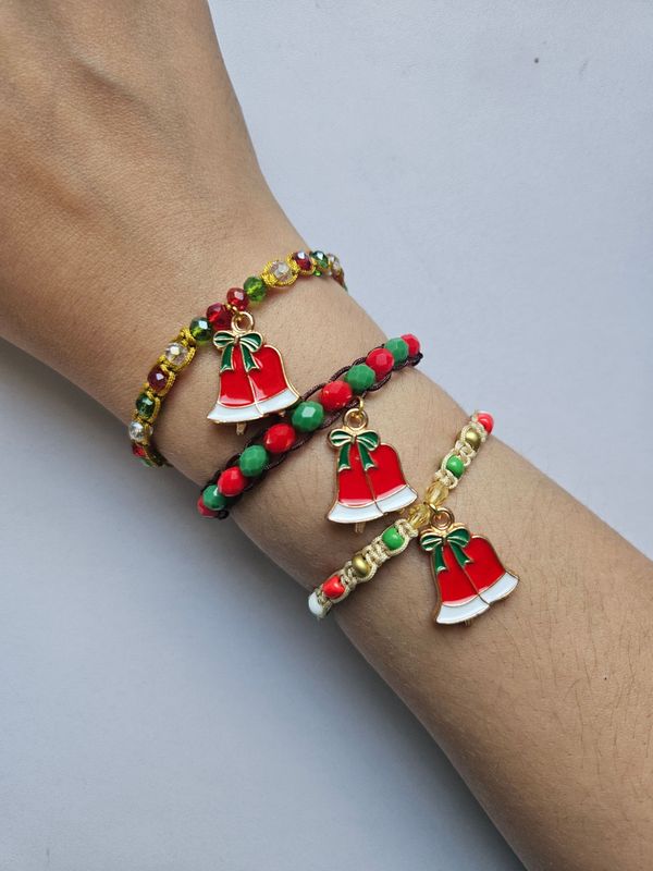 Handmade festive bell Christmas eve wish bracelet