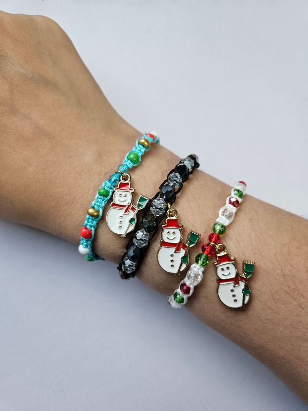 Festive handmade snowman Christmas eve wish bracelet