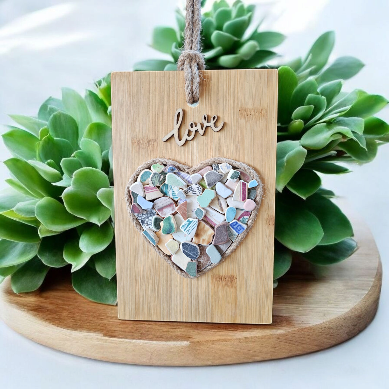 Beach Pottery Love Heart Wall Hanging