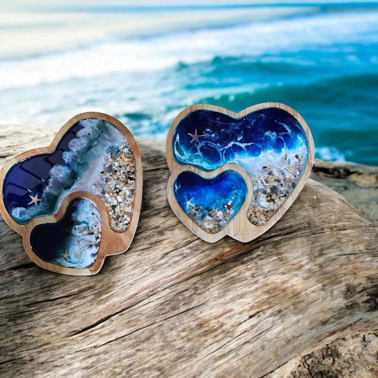 ​Resin Ocean Art Heart-Shaped Wall Hanging