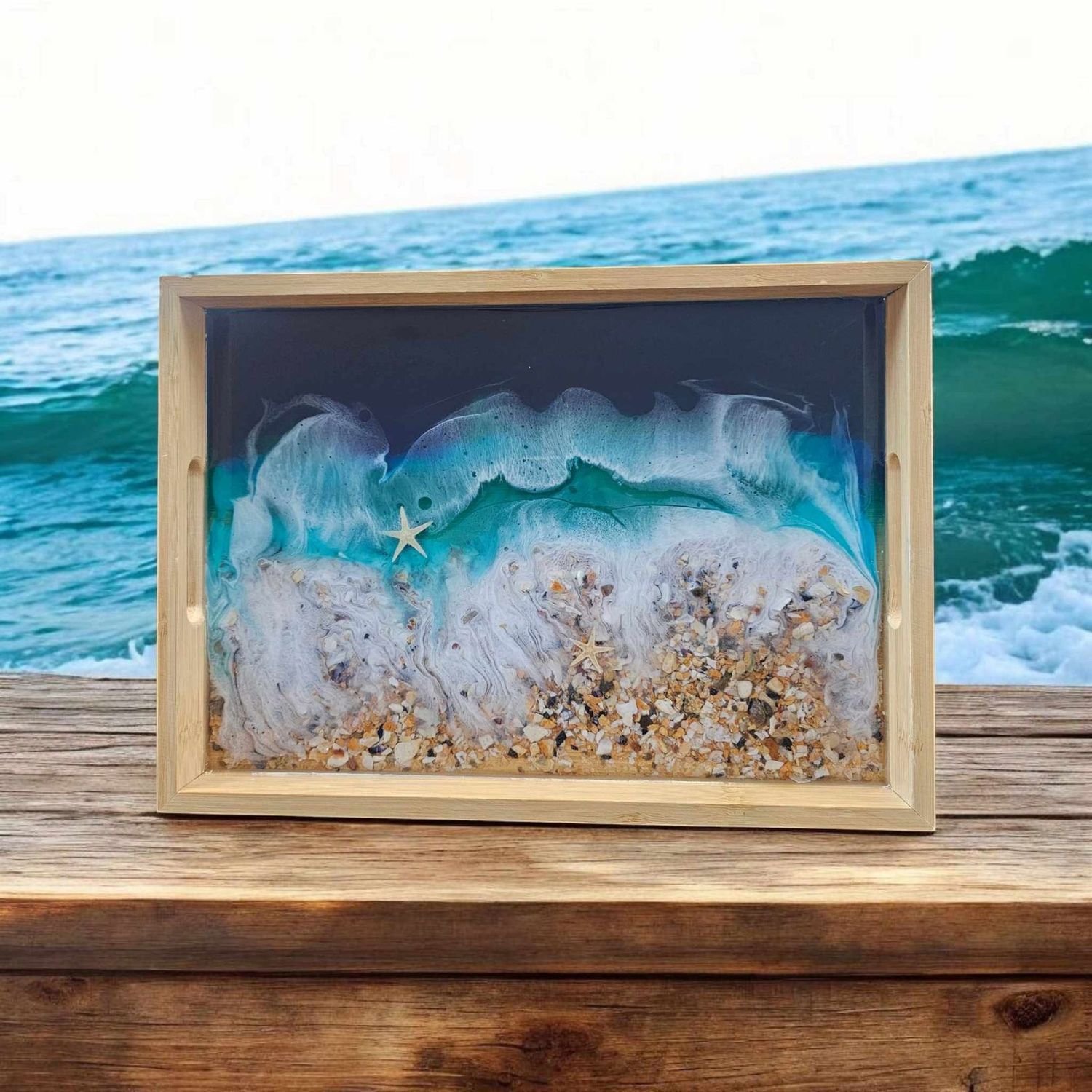 Ocean Style Resin Wooden Tray