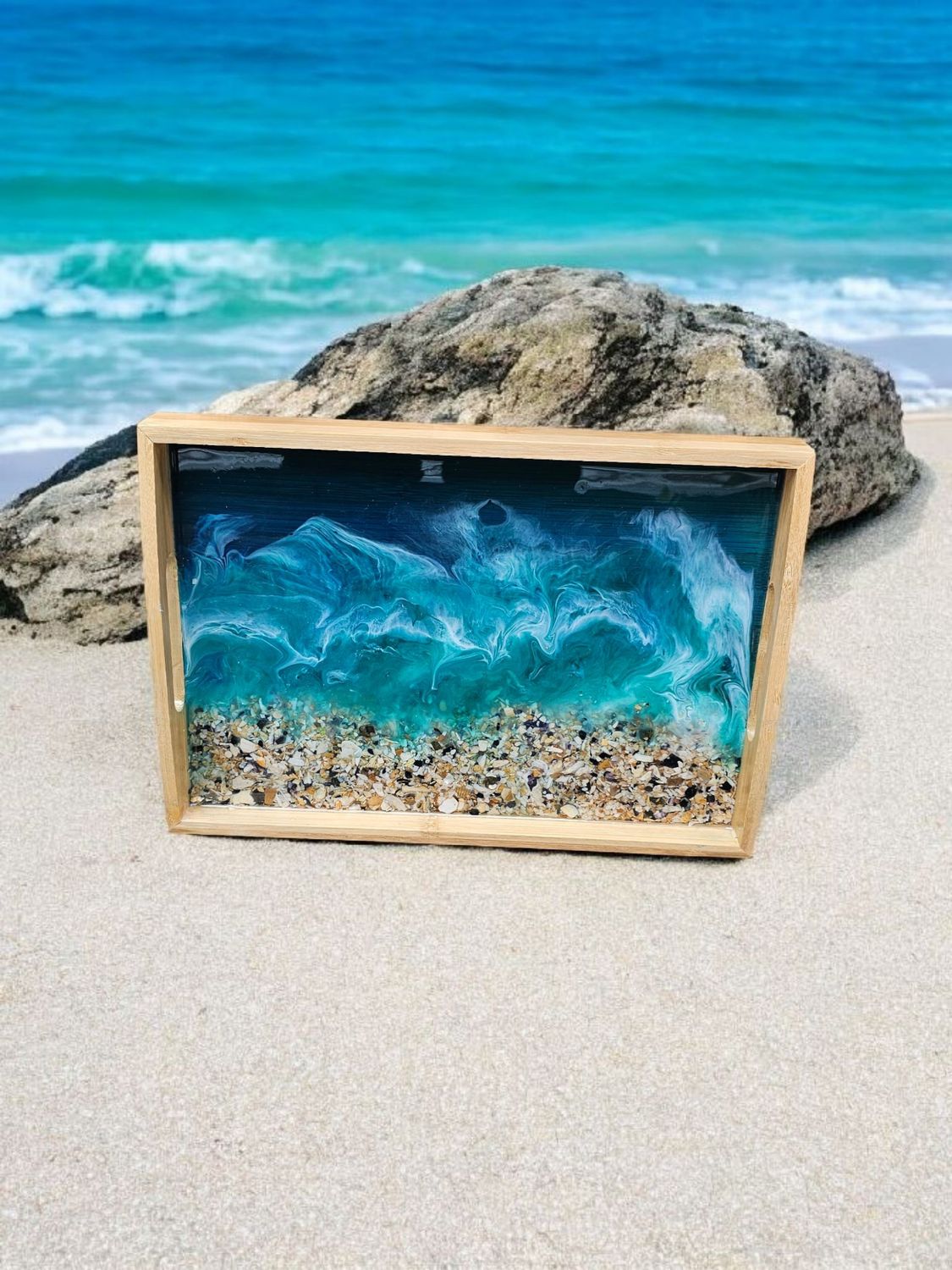Ocean Style Resin Wooden Tray