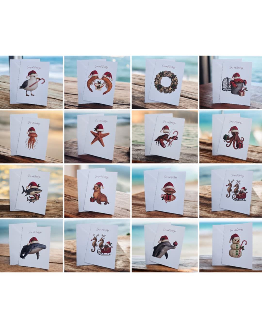 Sea's and Greetings Christmas Cards (individual Cards)