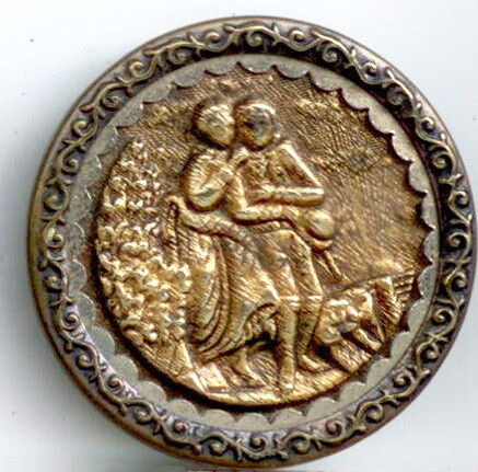 Metal Picture Button called &quot;Lucy &amp; Edger&quot;