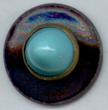 Turquoise Glass in Metal, Enamel Border