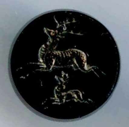 Black Glass Impressed, Two Deer