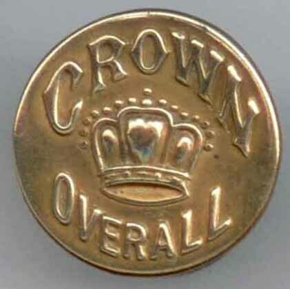 Riveted Shank Button, &quot;CROWN OVERALL&quot;