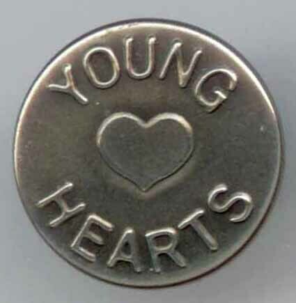 Riveted Shank Button, &quot;YOUNG HEARTS&quot;