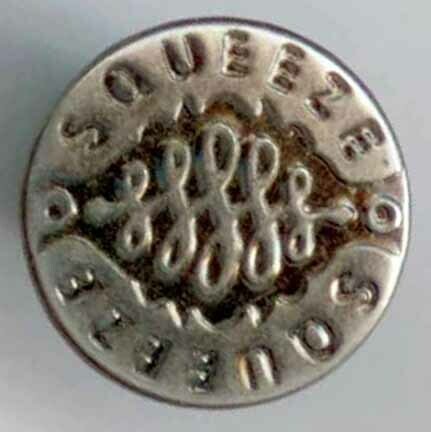 Riveted Shank Button, &quot;SQUEEZE&quot;