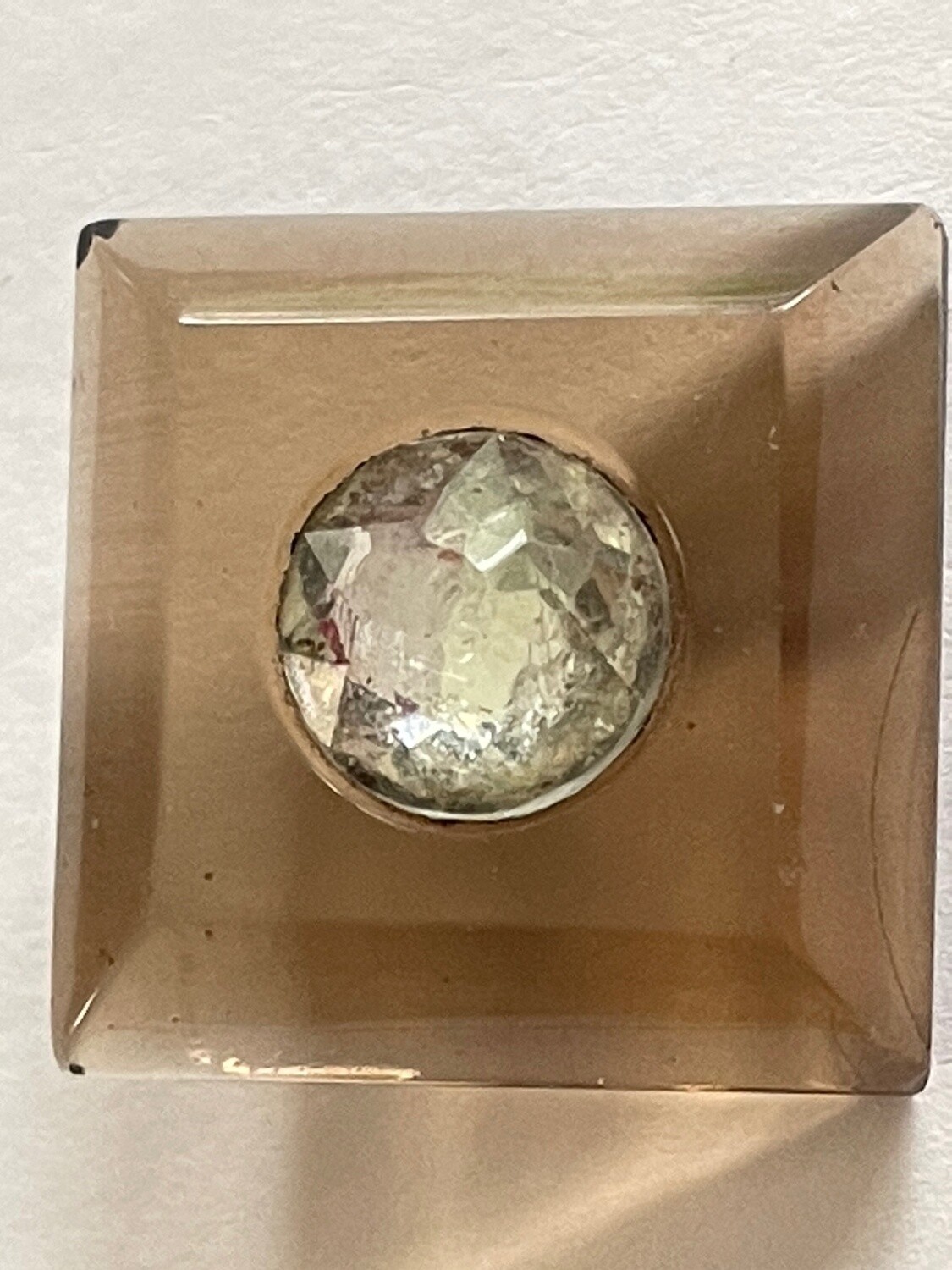 Square Transparent Glass with Rhinestone