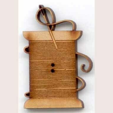 Spool, Thread, Needle, Laser Cut Wood