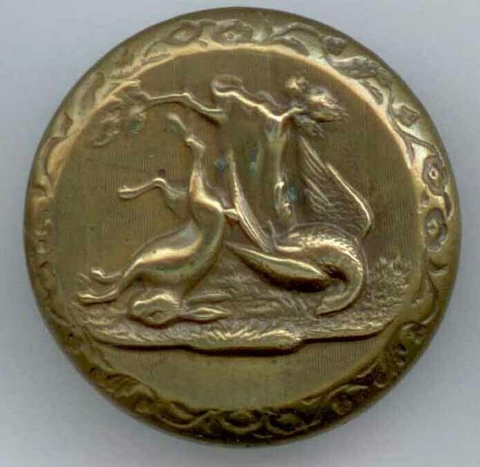 Sporting Button, Two Trophies Hanging