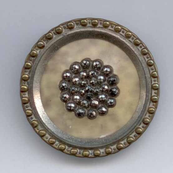 Victorian Celluloid, Perforate with Black Glass Center