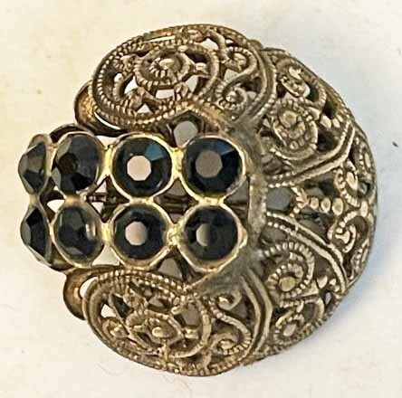 Glass in Metal, Black Rhinestones