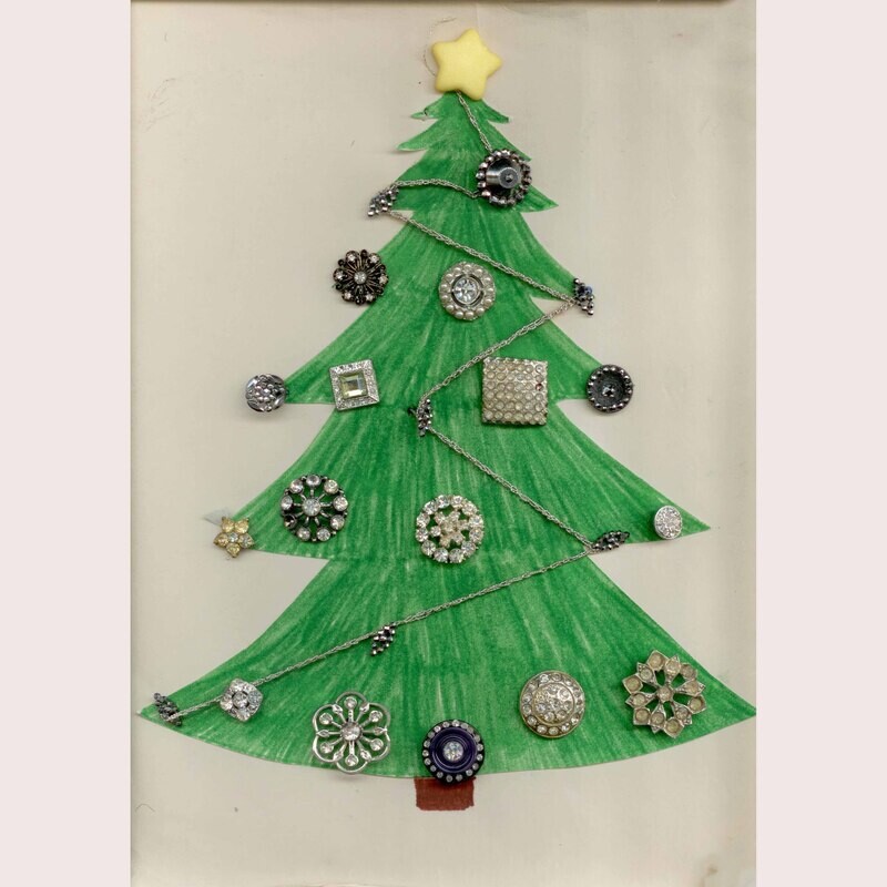 Christmas Tree with Steel &amp; Rhinestone Buttons
