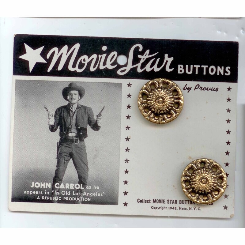 &quot;Movie Star Buttons&quot; John Carrol, Original Card